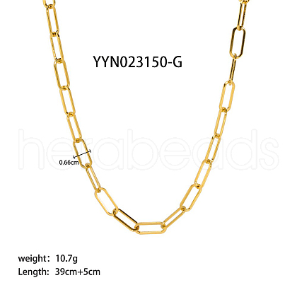 6.6mm Stylish Stainless Steel Paperclip Chain Necklaces for Women Men AA4830-3-1