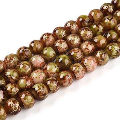 Baking Painted Glass Beads Strands DGLA-N003-8mm-B11-1