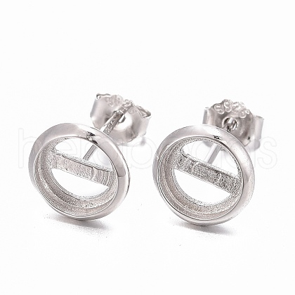 Anti-Tarnish Rhodium Plated 925 Sterling Silver Stud Earring Settings STER-F032-04P-1