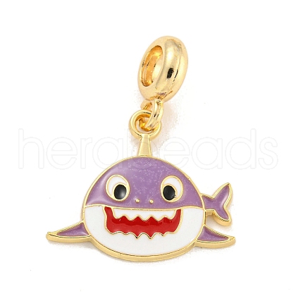 Rack Plating Alloy Enamel Shark European Dangle Charms FIND-B034-54G-02-1