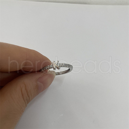 Brass Micro Pave Clear Cubic Zirconia Finger Rings FS-WGE303B-23-1