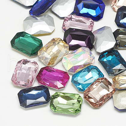 Pointed Back Glass Rhinestone Cabochons X-RGLA-T079-13x18mm-1