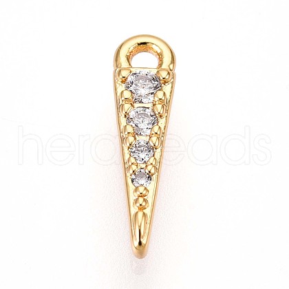 Brass Micro Pave Clear Cubic Zirconia Pendants KK-T075-37G-1