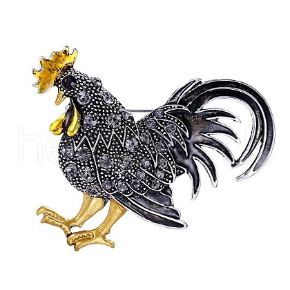 Rhinestone Rooster Brooch Pin ZODI-PW0001-123D-1