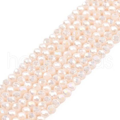 Electroplate Opaque Solid Color Glass Beads Strands X-EGLA-Q112-B17-1
