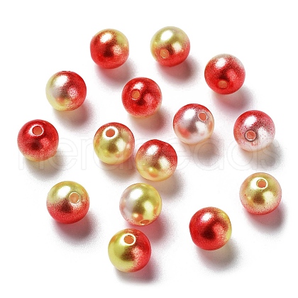 Rainbow ABS Plastic Imitation Pearl Beads OACR-Q174-6mm-15-1