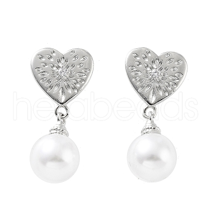 Heart Rack Plating Brass Studs Earrings for Women KK-Z038-03P-1