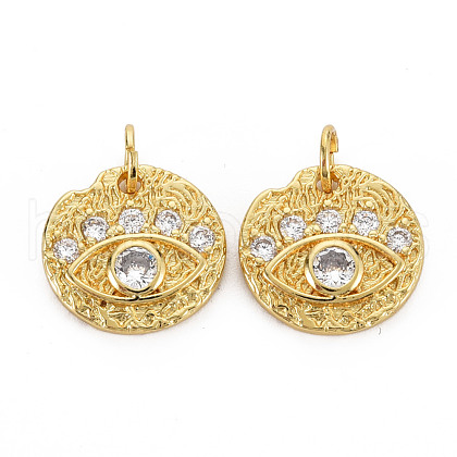 Brass Micro Pave Cubic Zirconia Charms KK-Q252-083-NF-1