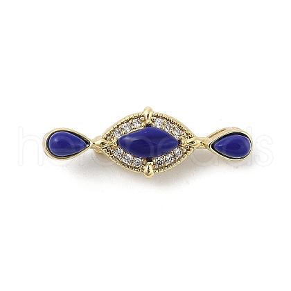Brass Micro Pave Cubic Zirconia & Optimized Lapis Box Clasps KK-P291-47G-1