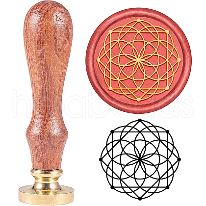 Brass Wax Seal Stamp with Handle AJEW-WH0184-0091-1