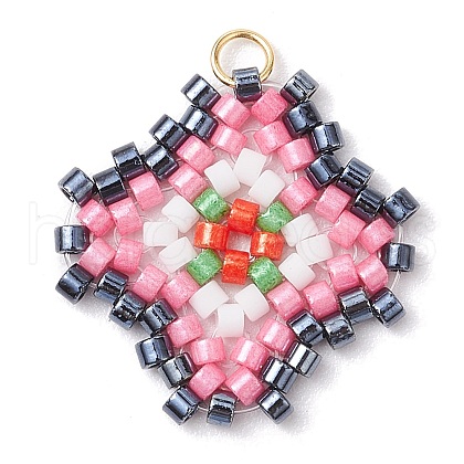 Seed Beads Beaded Charms PALLOY-MZ00324-03-1