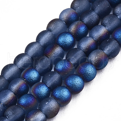 Frosted Electroplate Glass Beads Strands EGLA-S195-01B-03-1
