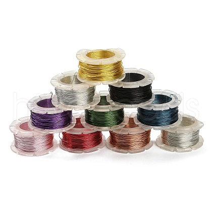 (Defective Closeout Sale: Spool Broken) Yilisi 10 Rolls 10 Colors Round Copper Craft Wire CWIR-XCP0001-23-1