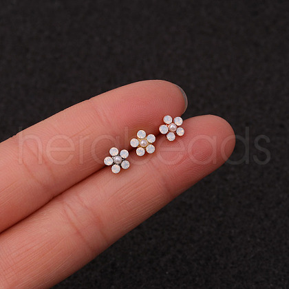 316L Surgical Stainless Steel Micro Pave Clear Cubic Zirconia Cartilage Earrings WG35DE6-19-1