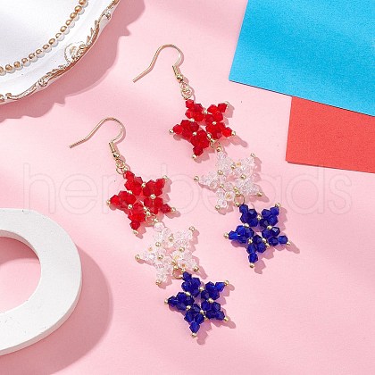 Handmade Glass Seed Beaded Pendants Dangle Earrings EJEW-MZ00415-1
