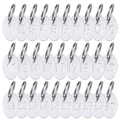 Globleland 30 Sets 30 Styles Stainless Steel Keychains KEYC-GL0001-15-1