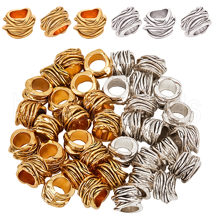SOFPLATE 40Pcs 2 Colors Tibetan Style Alloy Tube Barrel Beads TIBEB-SP0001-05-1