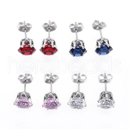 304 Stainless Steel Stud Earrings EJEW-F053-D-1