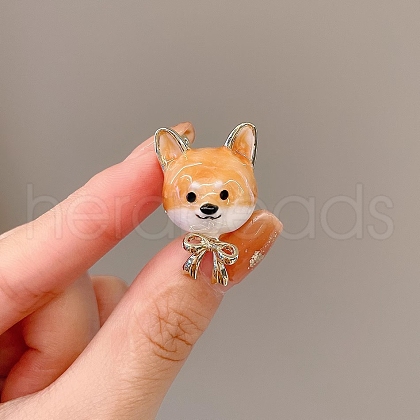 Shiba Inu with Bowknot Enamel Pins PW-WG5A602-01-1