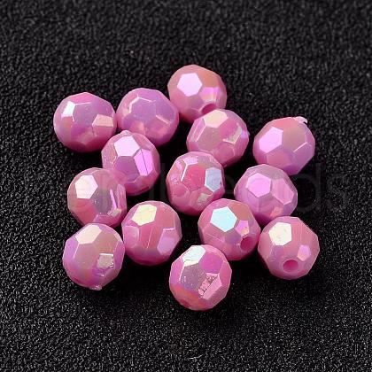 AB Color Plated Eco-Friendly Poly Styrene Acrylic Round Beads TACR-L004-6mm-57-1
