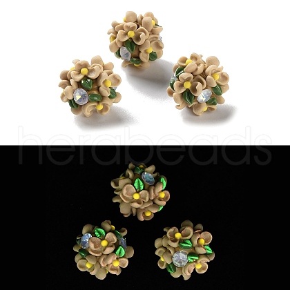 Luminous Polymer Clay Rhinestone Floral Ball Beads CLAY-U002-01A-1