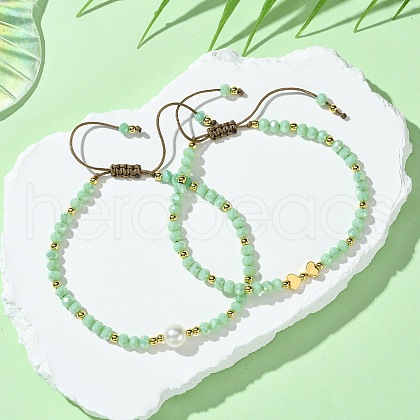 2Pcs Glass Beads Beaded Bracelet Sets BJEW-JB11454-1