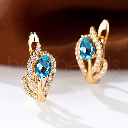 Brass Micro Pave Cubic Zirconia Hoop Earrings WG4C638-11-1