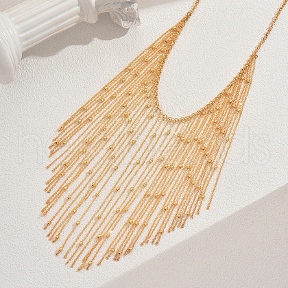 Vintage Iron Multi-Layer Tassel Beaded Necklaces for Women's Party DY4549-1