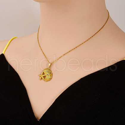 Stainless Steel Starfish Shell Shaped Pendant Summer Necklaces for Women SE5195-2-1