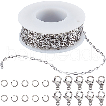 SUNNYCLUE 10M 304 Stainless Steel Paperclip Chains FIND-SC0012-54-1