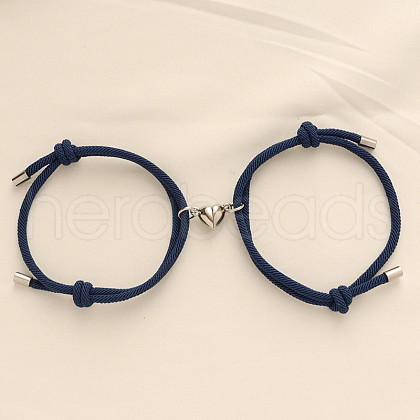 Alloy Heart-shaped Magnetic Braided Rope Bracelets for Couple Girlfriends WG59636-04-1