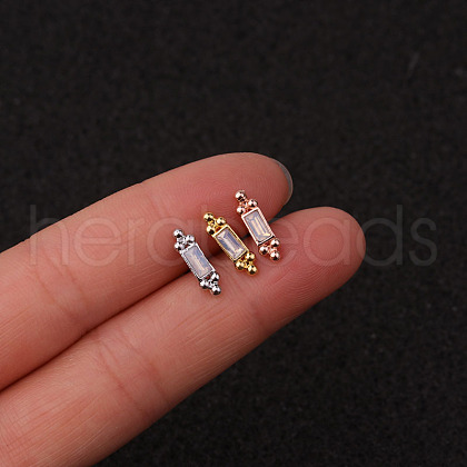 316L Surgical Stainless Steel Micro Pave Clear Cubic Zirconia Cartilage Earrings WG35DE6-05-1