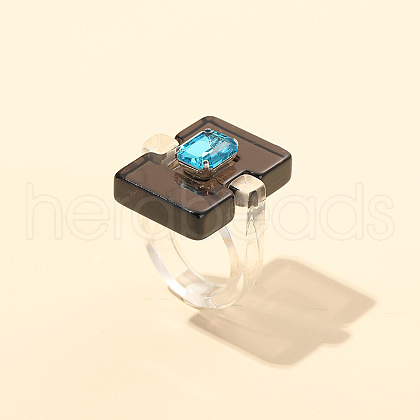 Resin Rhinestone Finger Rings for Women FS-WG5C33D-03-1