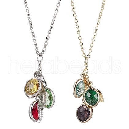 Stainless Steel and Glass Pendants Necklaces NJEW-JN04701-1