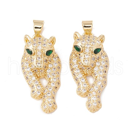 Brass Micro Pave Green Cubic Zirconia Pendants KK-E005-36G-1