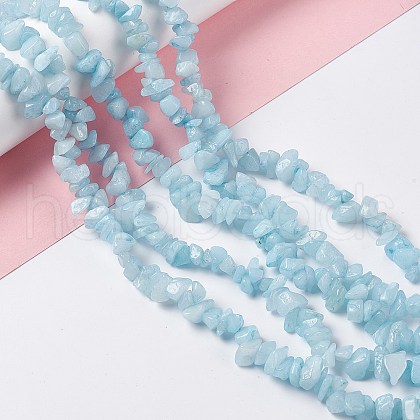 Natural White Jade Chip Beads Strands X-G-G905-02-1