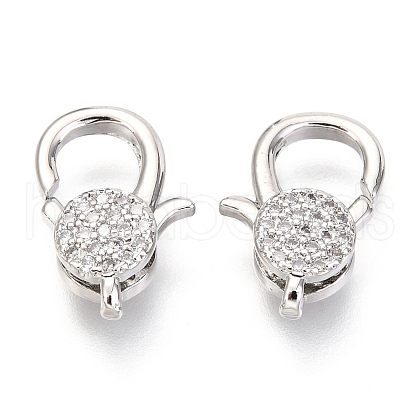 Brass Micro Pave Cubic Zirconia Lobster Claw Clasp X-ZIRC-O038-23P-1