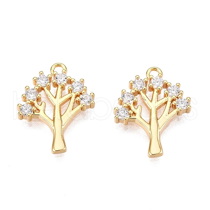 Brass Micro Pave Clear Cubic Zirconia Charms KK-T073-20G-1