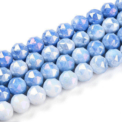 Electroplate Glass Beads Strands GLAA-N010-8mm-02-1
