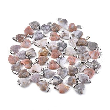 Natural Crazy Agate Pendants with Brass Findings G-R390-02-1