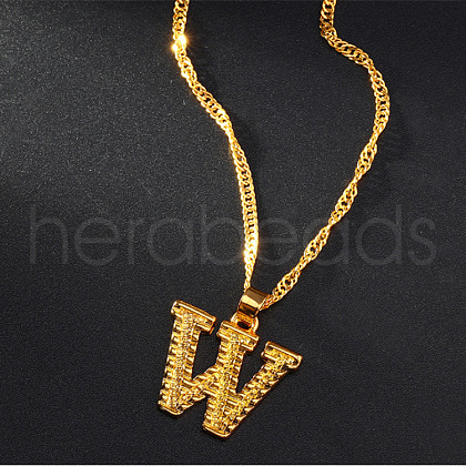 Brass Initial Pendant Necklaces FS-WG68BA5-23-1