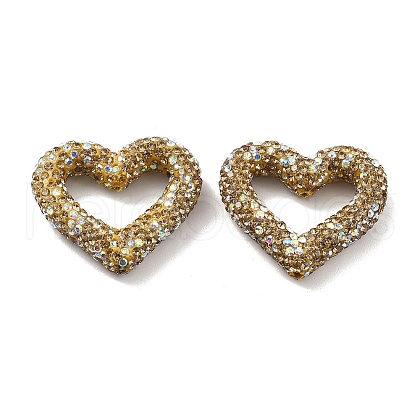 Heart Shape Polymer Clay Rhinestone Beads CLAY-NH0001-09B-06-1