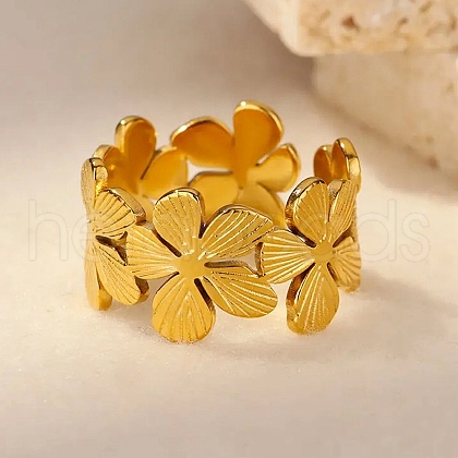 304 Stainless Steel Adjustable Open Cuff Rings for Women RJEW-U060-03A-G-1
