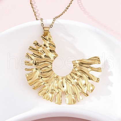Exaggerated Semicircle 304 Stainless Steel Pendant Necklaces NJEW-M096-27G-1