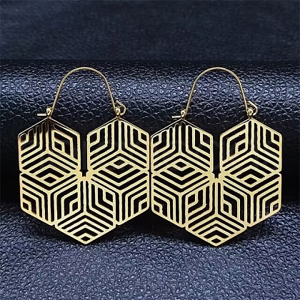 304 Stainless Steel Pendants Boho Earrings EJEW-B042-11G-1