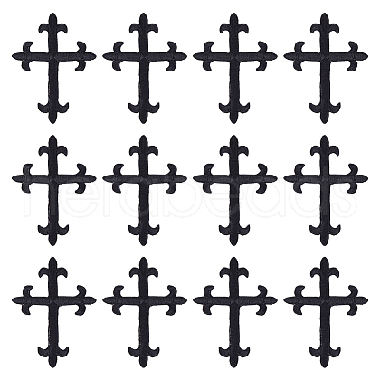 Cross Fleury Polyester Embroidery Iron on Applique Patch PATC-WH0005-44A-1