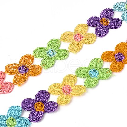 4-Petals Flower Polyester Lace Trims OCOR-H109-04-1