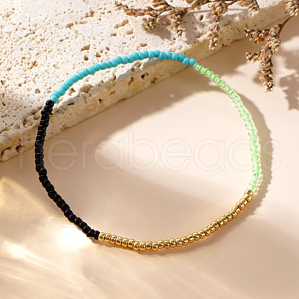 Colorful Glass Seed Round Beaded Stretch Bracelets for Women JM5364-9-1