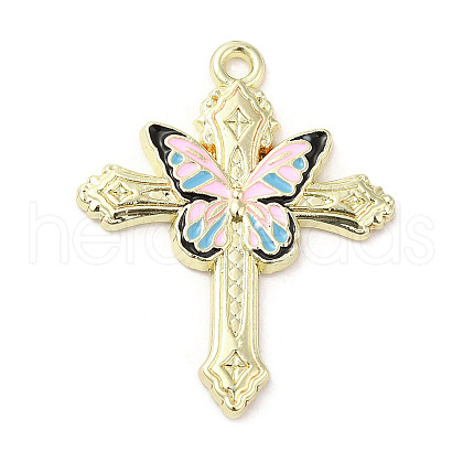 Light Gold Plated Alloy Enamel Pendants ENAM-L041-04B-1