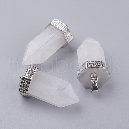 Natural Quartz Crystal Pointed Pendants G-E442-03U-1